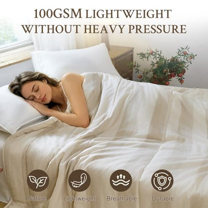 Lightweight Wool Comforter Twin Set with Cotton Duvet Cover - Breathable & Washable