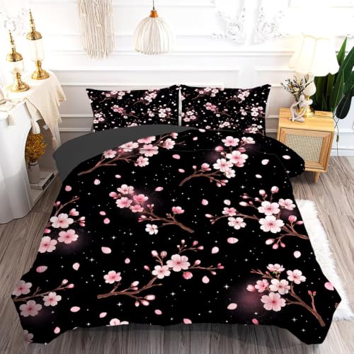 Full Size Floral Comforter Set - Pink Botanical Bedding, 3-Piece, Includes Pillowcases - Floral 06