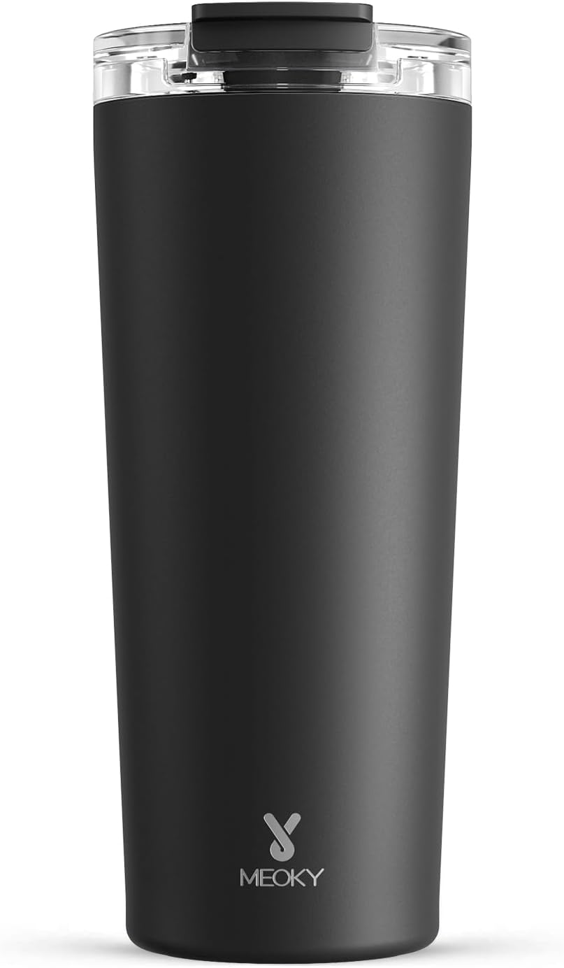 Meoky 24 oz Travel Coffee Mug - Stainless Steel Insulated Tumbler | Leak-Proof Lid, Keeps Drinks Hot for 8 Hours or Cold for 24 Hours, Fits Car Cup Holder (Night)