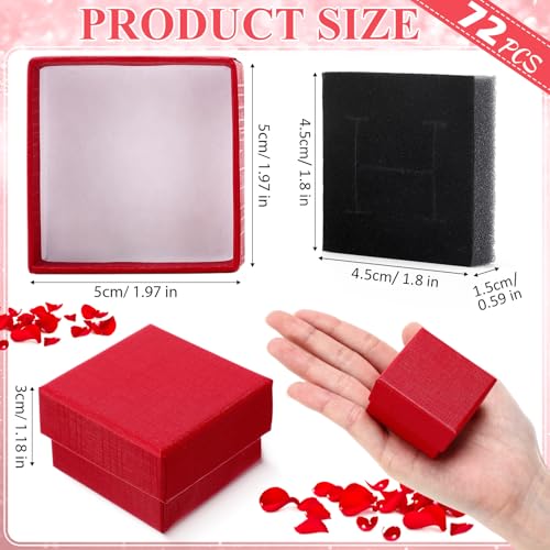 Yinkin 72 Pcs Ring Boxes Bulk with Velvet Liner - Red
