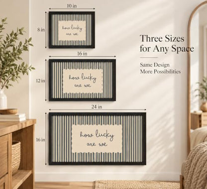 Lucky Stripes Framed Wall Art - 'How Lucky Are We' Farmhouse Decor - 10 x 8 Inches