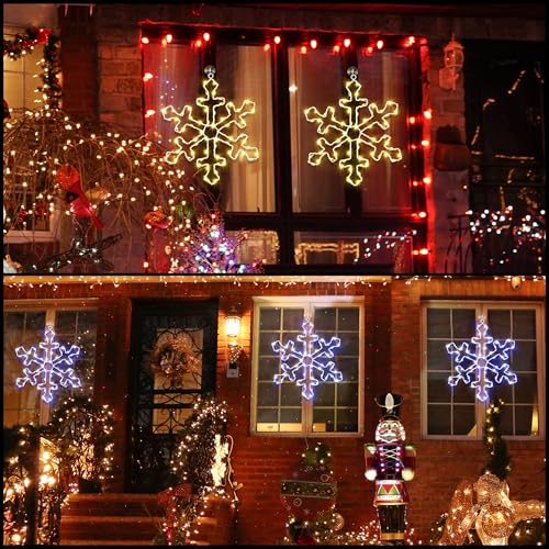 Christmas Snowflake Window Lights 6 Pack Blue White LED Decor with 8 Modes