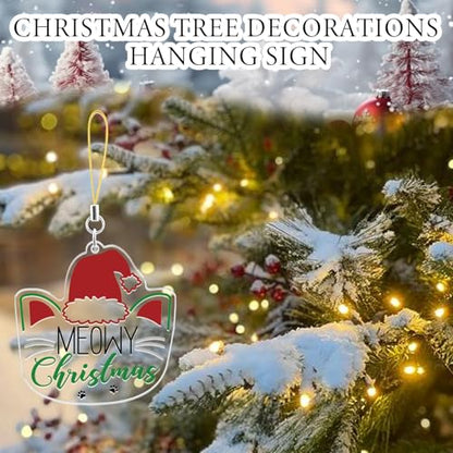 Christmas Cat Ornament Gifts for Women Acrylic White - Purrfect Holiday Decor