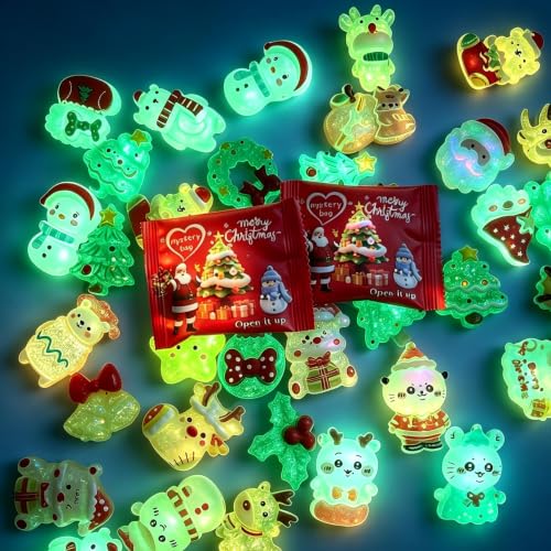 Christmas Mystery Blind Bags Set of 100 Resin Figurines - Glow-in-the-Dark Holiday Decor