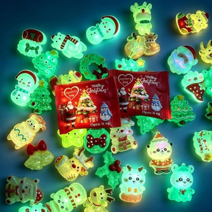 Christmas Mystery Blind Bags Set of 100 Resin Figurines - Glow-in-the-Dark Holiday Decor