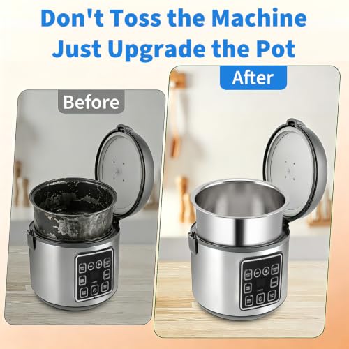Stainless Steel Inner Pot for 2Qt Rice Cooker - Compatible with Aroma ARC-914SBD & ARC-954SBD