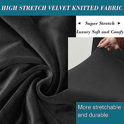 Velvet Bar Stool Covers 4PCS Black - Stretch Seat & Back Protectors