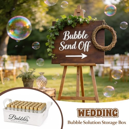 Wedding Bubbles Holder with Handles - Ivory White Storage Basket, 2 Pack - Bubble Variation