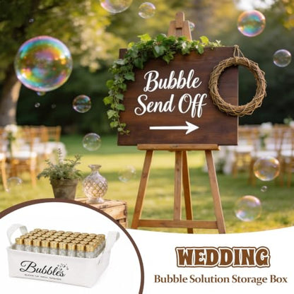 Wedding Bubbles Holder with Handles - Ivory White Storage Basket, 2 Pack - Bubble Variation