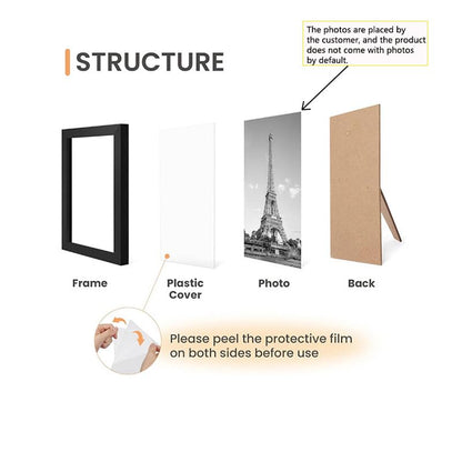 8x10 Black Picture Frame with Arch and Standard Mats for Wall & Tabletop Display