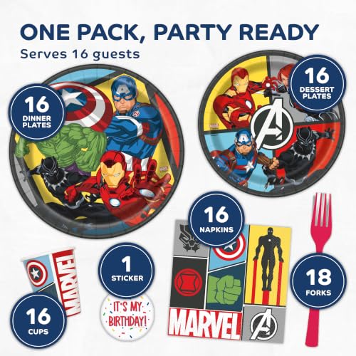 Avengers Birthday Party Plates Napkins Cups Set for Kids Celebration