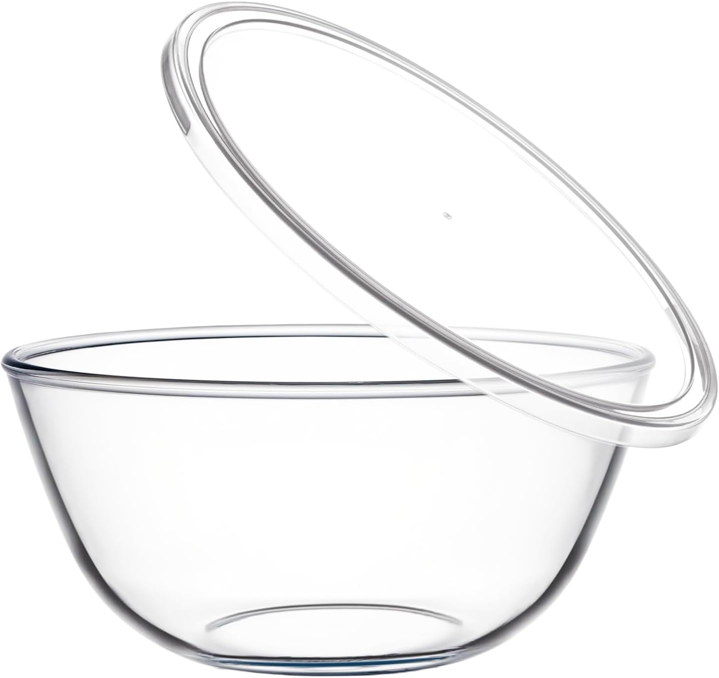 4.7QT Large Glass Mixing Bowl by [Brand Name] - Versatile Salad Bowl with White Lid for Sourdough & Kitchen Use