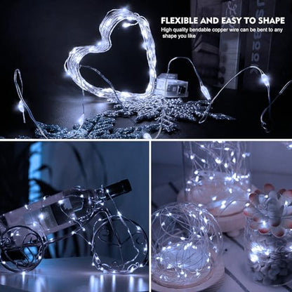 48 Pack Battery Operated LED Fairy String Lights Waterproof 7ft for Home & Party White