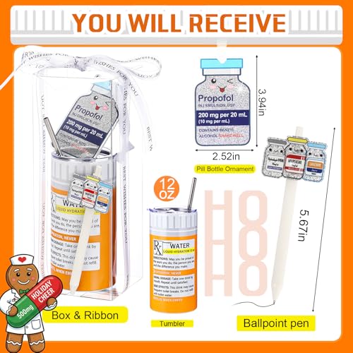Funny Pharmacy Nurse Gift Set with 12oz Tumbler, Pen, Pill Ornament — Variation of THIS listing