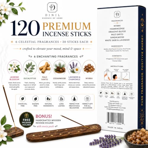 Cosmic Aura Incense Gift Set - 6 Spiritual Scents, 120 Hand-Rolled Sticks