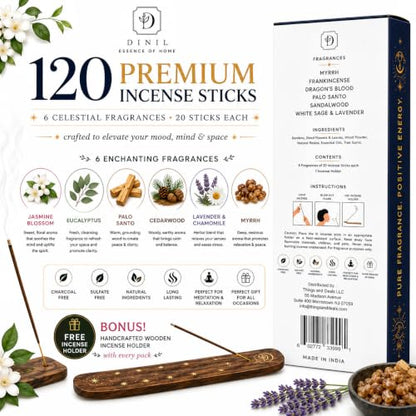 Cosmic Aura Incense Gift Set - 6 Spiritual Scents, 120 Hand-Rolled Sticks