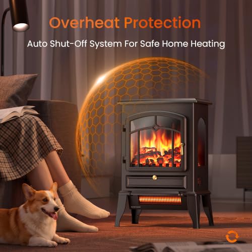 22 Inch Electric Fireplace Stove - Upgraded Model with 5100 BTU and Dual Heat