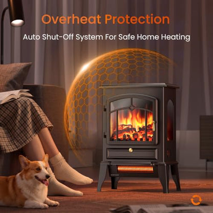 22 Inch Electric Fireplace Stove - Upgraded Model with 5100 BTU and Dual Heat