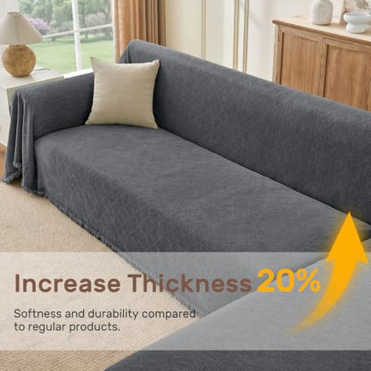 XL Dark Grey Sectional Couch Cover L-Shaped Sofa Protector - 71x110 + 71x118