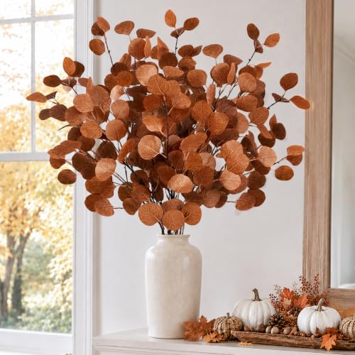 Artificial Eucalyptus Stems Fall Decor 6-Pack, 35.4 Inches for Autumn Home