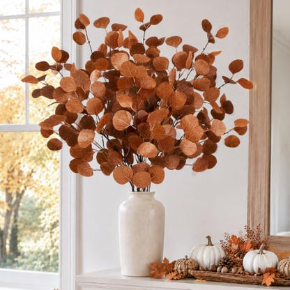 Artificial Eucalyptus Stems Fall Decor 6-Pack, 35.4 Inches for Autumn Home