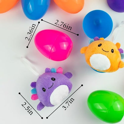 Axolotl Plush Toys - 24 Pack Prefilled Plastic Easter Eggs | Perfect Easter Basket Stuffers for Kids