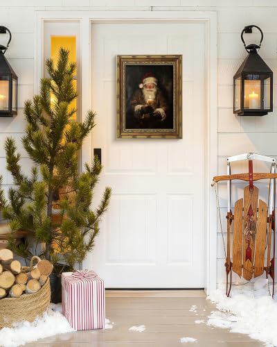 Vodefoad Vintage Santa Wall Art with Candle Frame - 16x12 Inches
