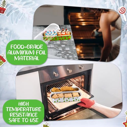 Christmas Aluminum Foil Mini Loaf Pans with Lids - 200 Pack, Lime Green & Red