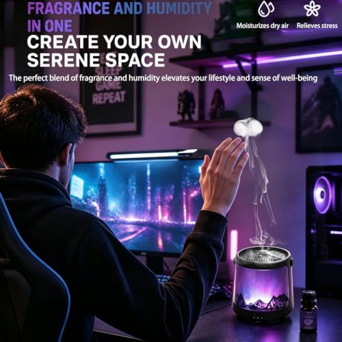 Black Jellyfish Mist Humidifier Diffuser with Aurora Night Light