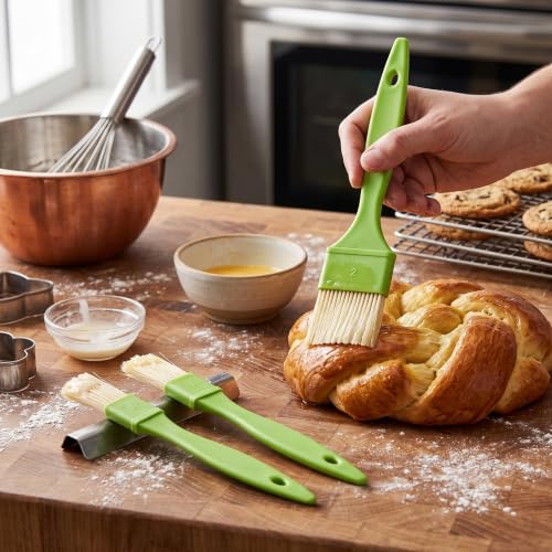 3-Piece Pastry & Basting Brush Set for Baking, Grilling, Cooking