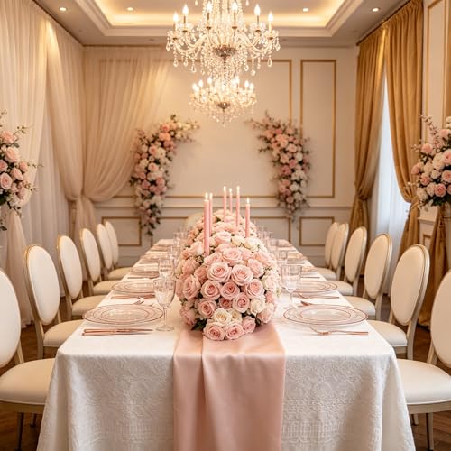 50 Guest Rose Gold Plastic Dinnerware Set for Weddings & Parties