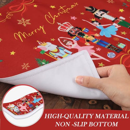 Christmas Nutcracker Double-Layer Placemats Set of 4 - Red, 13x19 Inch, Washable & Heat-Resistant Holiday Table Decor Variation of Nutcracker Red / Rectangle 13 x19 inch