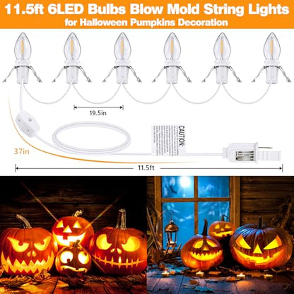 3-Pack LED Light Cord with 6 Bulbs for Christmas Village & Halloween Decor
