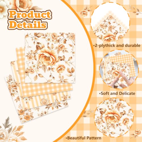 Fall Paper Napkins 50 Pack Watercolor Autumn Floral Disposable Tableware