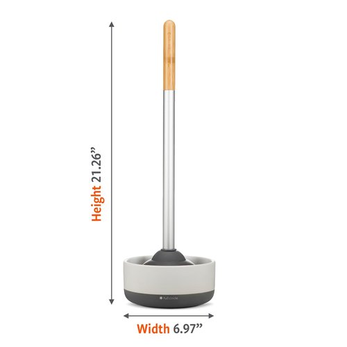 Full Circle Royal Plunge - Bathroom Toilet Plunger with Ceramic Holder and Instant-Dry Coating for Mold & Mildew Prevention, Easy to Clean & More Hygenic, White