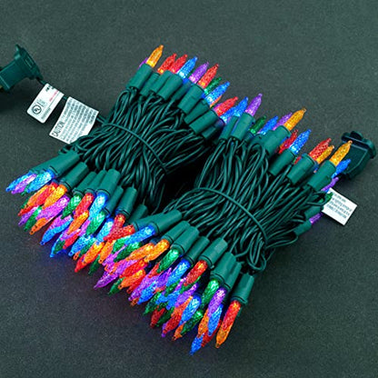 YULETIME Multicolor Christmas String Lights - 200 Faceted LED, 25 ft, 2-Set