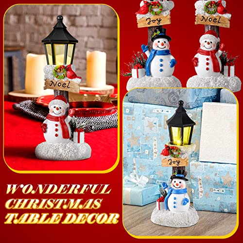 Karenhi 2 Pack Lighted Snowman LED Lantern Table Decor - Christmas Holiday Figurines