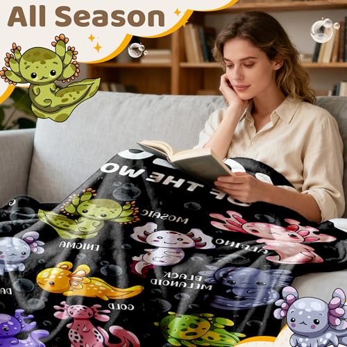Axolotl Plush Blanket for Teens - Cute Axolotls of The World 50x60" Throw Bedding