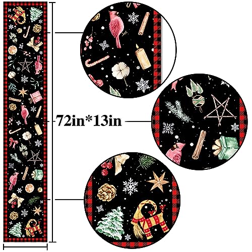 Yule Table Runner 13x72 Inches Christmas Holiday Rustic Linen Decor