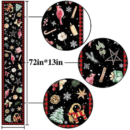 Yule Table Runner 13x72 Inches Christmas Holiday Rustic Linen Decor