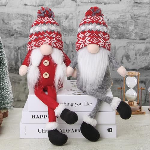 Christmas Gnome Decorations Set - Handmade Elf Santa Scandinavian Figurines