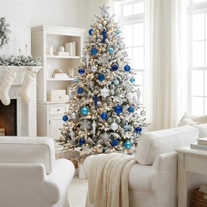 Valery Madelyn Navy Blue & Silver Shatterproof Christmas Ornament Set, 60ct - Var Blue Silver