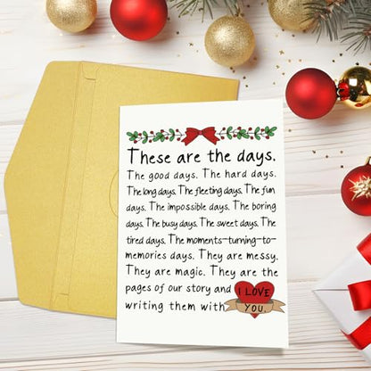 Poem Christmas Card for Men Women - Romantic Holiday Greeting Card, Love You Gift