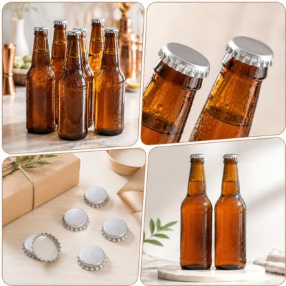 30-Pack Silver Metal Bottle Caps for Home Brewing & Craft Beverages