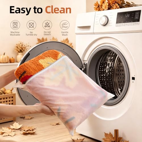 Fall Bathroom Rug 24x36 Inches, Non Slip Washable Orange Bath Mat
