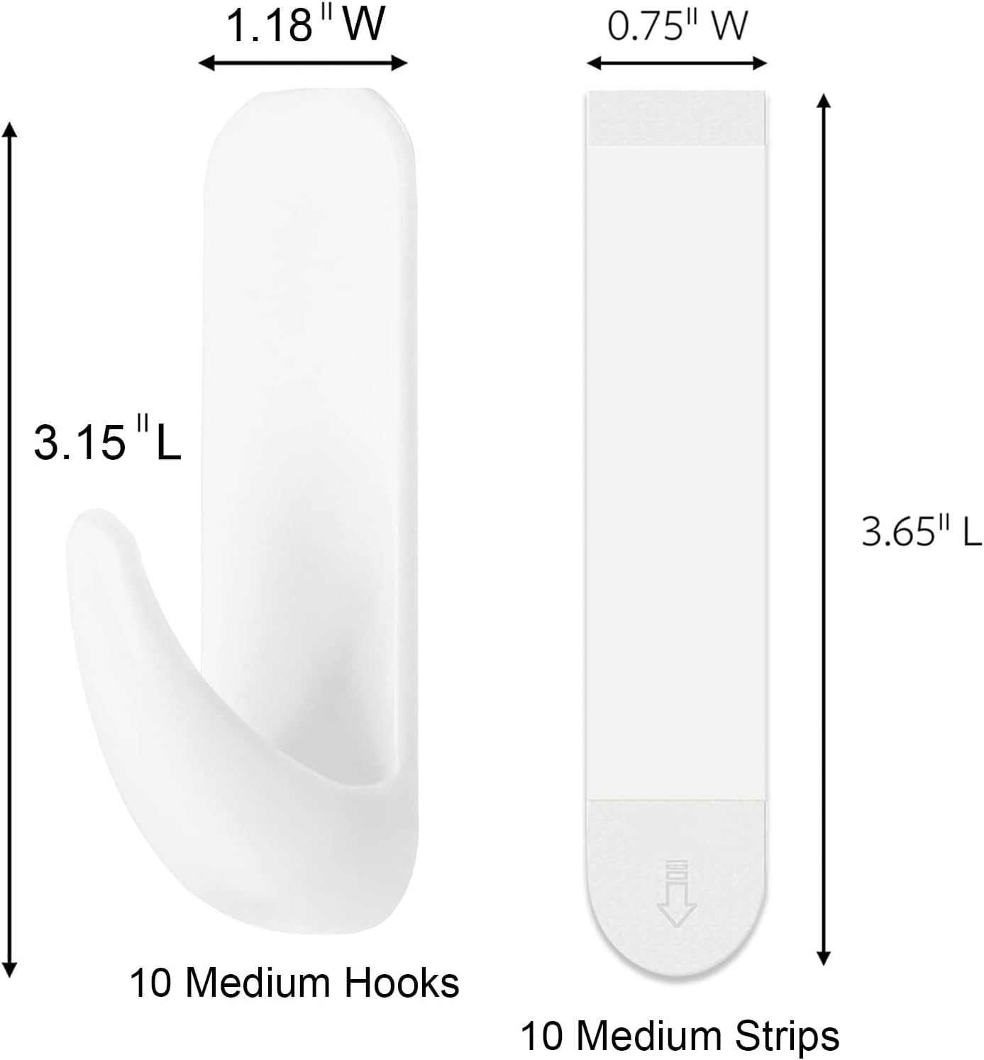Skiennix Heavy Duty Wall Hooks - 10 Large Damage-Free Adhesive Hooks for Keys, Coats & More