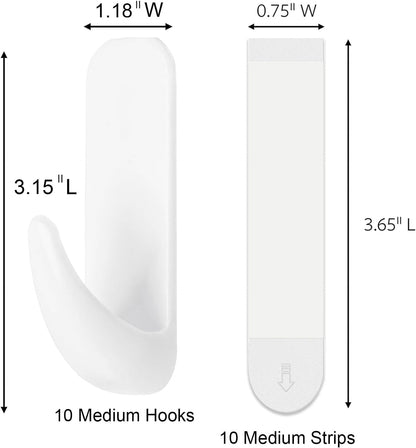 Skiennix Heavy Duty Wall Hooks - 10 Large Damage-Free Adhesive Hooks for Keys, Coats & More