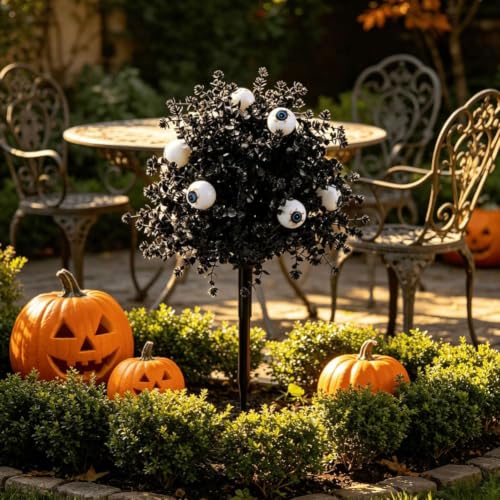 2Pcs Artificial Topiary Bushes for Outdoors Halloween Fall Decoration - Style3