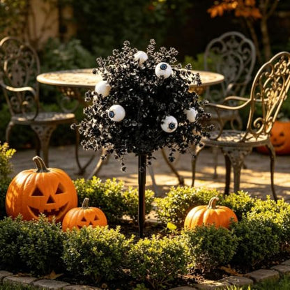 2Pcs Artificial Topiary Bushes for Outdoors Halloween Fall Decoration - Style3