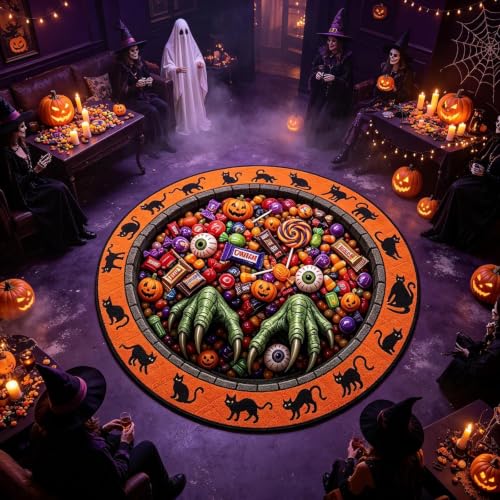 3D Halloween Ghost Optical Illusion Rug - 40in Spooky Staircase Mat - Variation D
